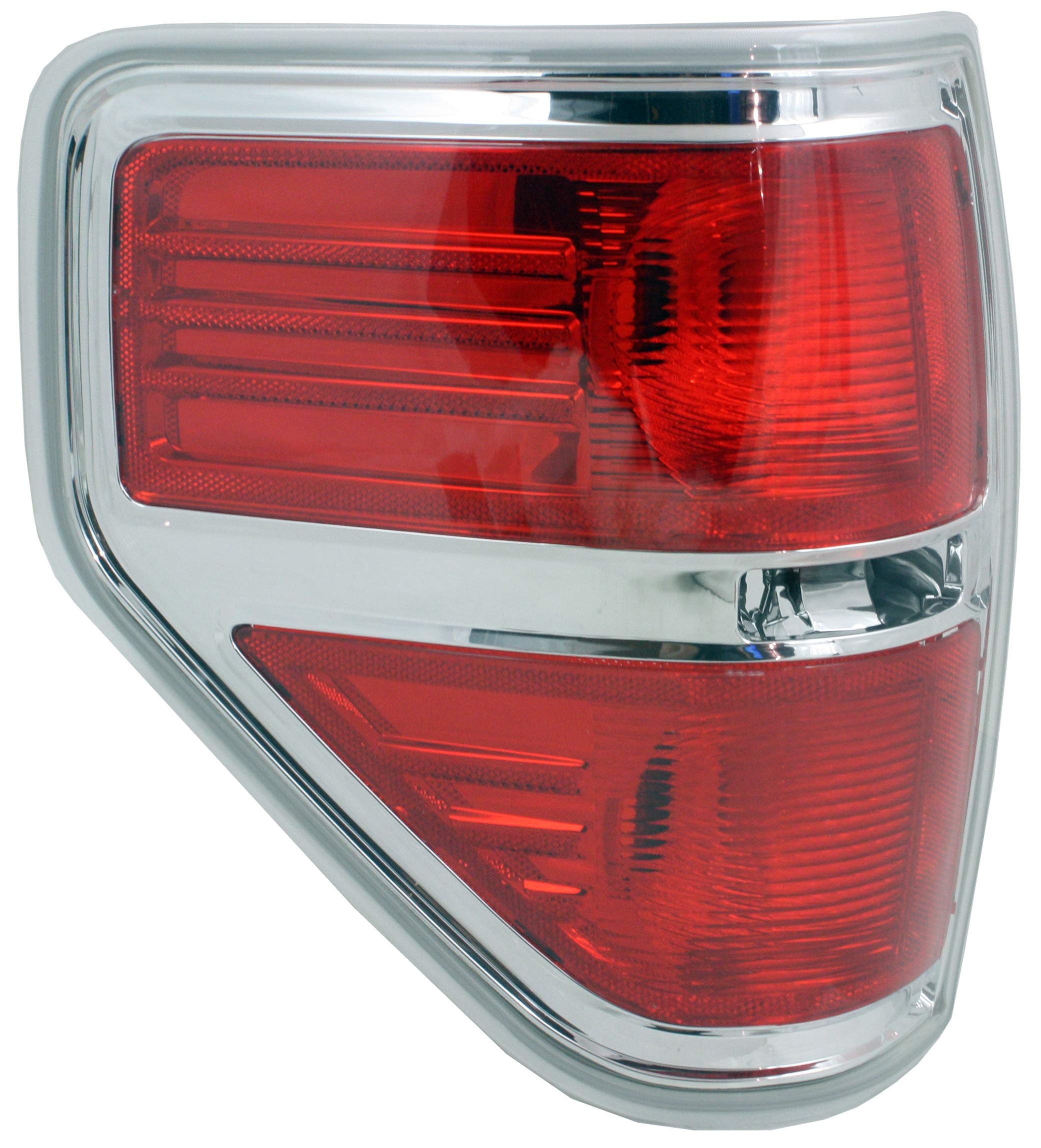 Evan Fischer Driver Side Tail Light Compatible with 2009-2014 Ford F-150 Styleside Red Lens Chrome Trim CAPA