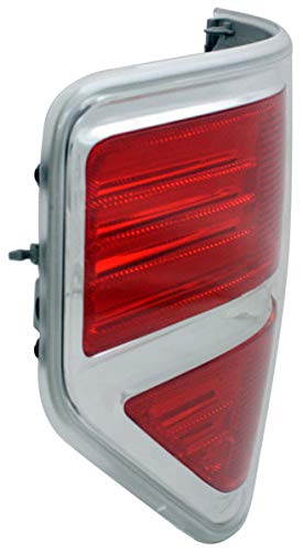 Evan Fischer Driver Side Tail Light Compatible with 2009-2014 Ford F-150 Styleside Red Lens Chrome Trim CAPA