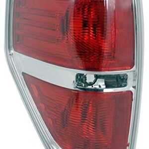 Evan Fischer Driver Side Tail Light Compatible with 2009-2014 Ford F-150 Styleside Red Lens Chrome Trim CAPA