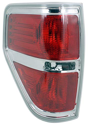 Evan Fischer Driver Side Tail Light Compatible with 2009-2014 Ford F-150 Styleside Red Lens Chrome Trim CAPA