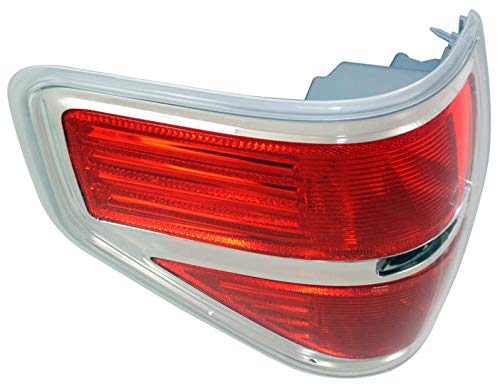 Evan Fischer Driver Side Tail Light Compatible with 2009-2014 Ford F-150 Styleside Red Lens Chrome Trim CAPA