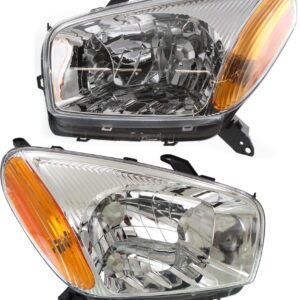 Evan Fischer Headlight Set Compatible with 2001-2003 Toyota RAV4 Left Driver and Right Passenger Side Halogen With bulb(s)