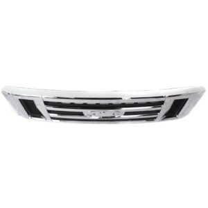 Evan Fischer Grille Assembly Compatible with 2008-2014 Ford E-150, Fits 2008-2014 Ford E-250, Fits 2008-2019 Ford E-350 Super Duty Plastic, Chrome Shell/Painted Gray Insert