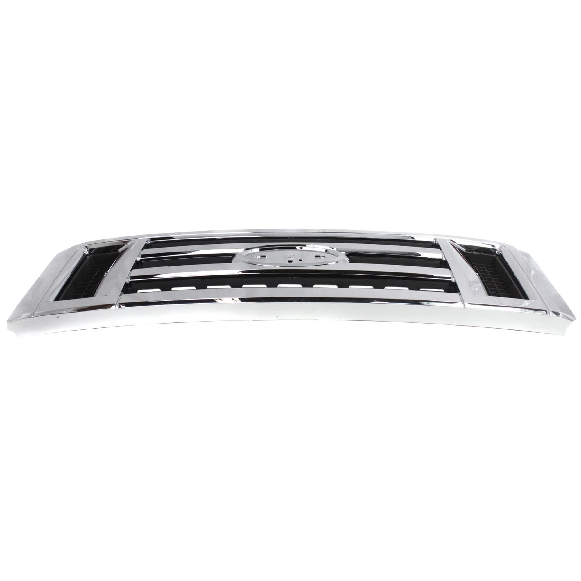 Evan Fischer Grille Assembly Compatible with 2008-2014 Ford E-150, Fits 2008-2014 Ford E-250, Fits 2008-2019 Ford E-350 Super Duty Plastic, Chrome Shell/Painted Gray Insert