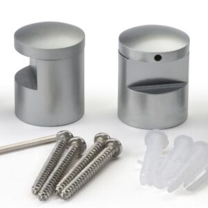 Displays2go 1 x 0.5 Inch Edge Grip Standoff Screws, Satin Aluminum Finish (EG25SA500)