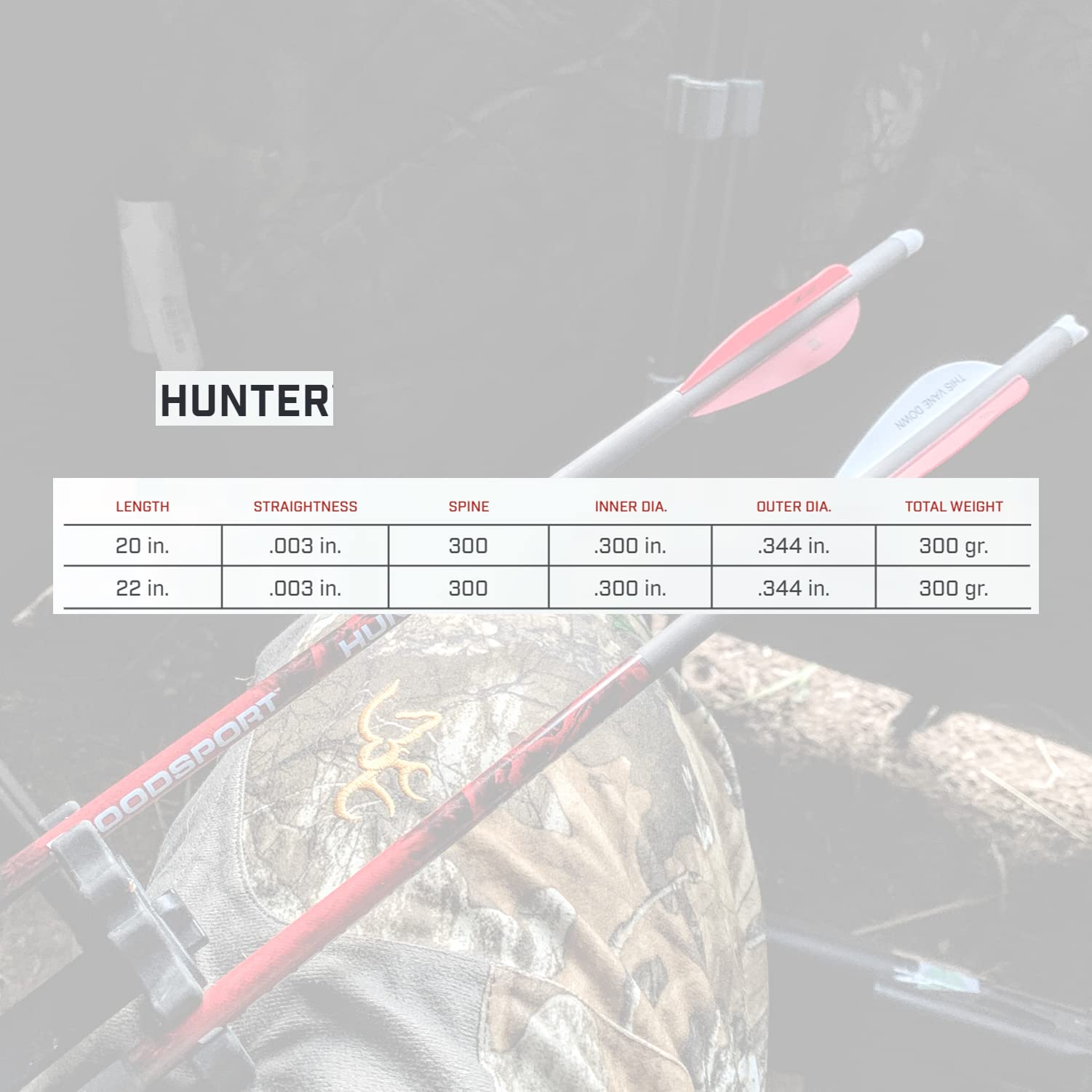 BloodSport Hunter Precise Durable Carbon Hunting Arrow for Crossbow - 22" Length, 300 Grains, 300 Spine.003 Straightness.300 I.D.344 O.D, 6 Pack Black