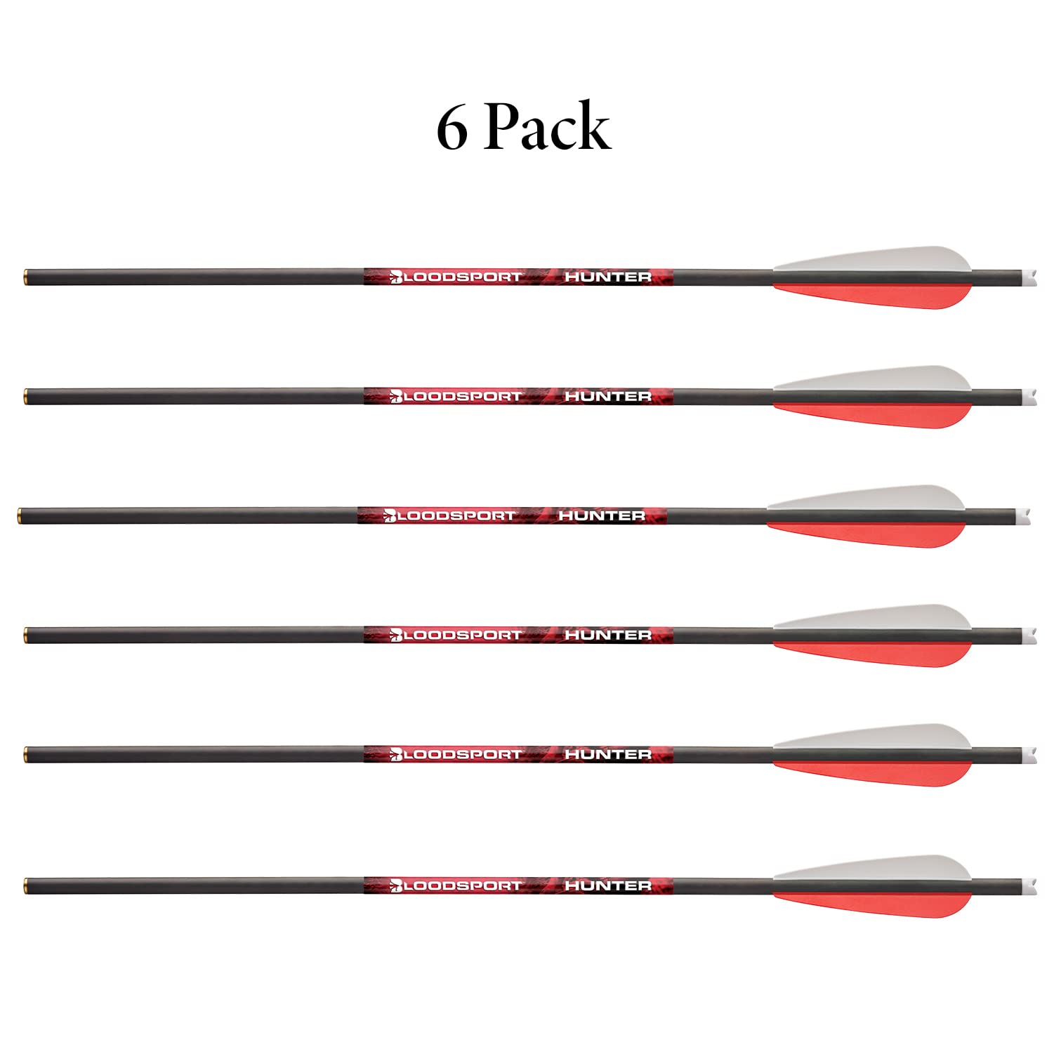 BloodSport Hunter Precise Durable Carbon Hunting Arrow for Crossbow - 22" Length, 300 Grains, 300 Spine.003 Straightness.300 I.D.344 O.D, 6 Pack Black