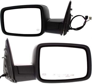 kool vue left & right power heated door mirrors compatible with dodge ram 1500 2009 with signal light & puddle lamp; without memory textured pair