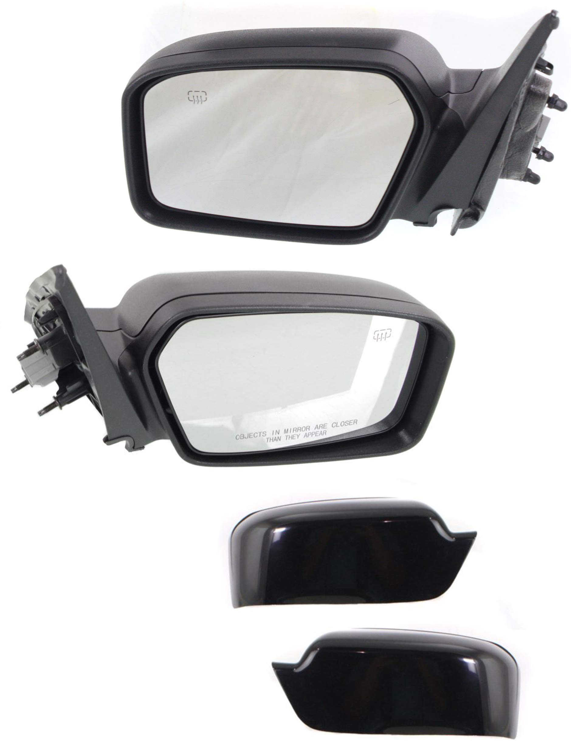 Kool Vue Left & Right Power Heated Door Mirrors Compatible With Ford Fusion 2006-2012 With Puddle Lamp with 2 Caps Pair