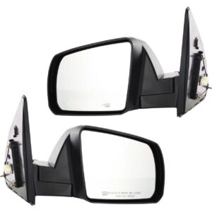 Kool Vue Left & Right Power Heated Door Mirrors Compatible With Toyota Tundra 2007-2013 Manual Fold Without Signal Light, Memory & Puddle Lamp Textured Standard Cab, With Cold Climate Specification