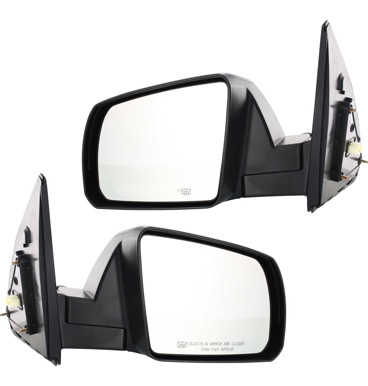 Kool Vue Left & Right Power Heated Door Mirrors Compatible With Toyota Tundra 2007-2013 Manual Fold Without Signal Light, Memory & Puddle Lamp Textured Standard Cab, With Cold Climate Specification