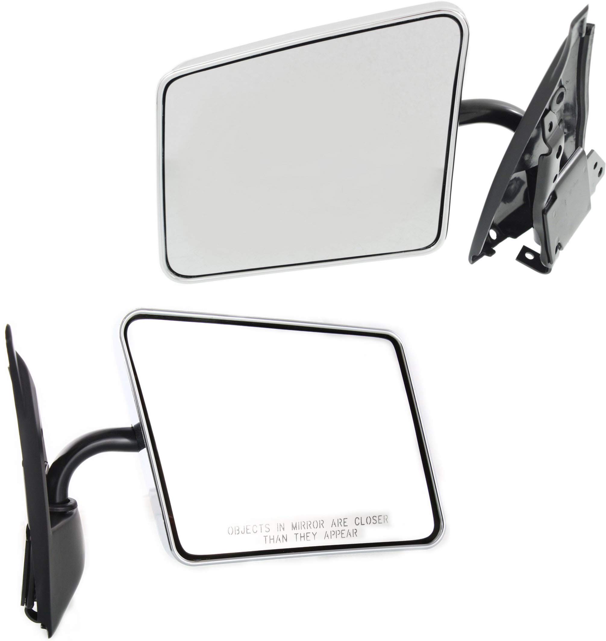 Kool Vue Left & Right Door Mirrors Compatible With Chevrolet S10 1982-1993 Chrome Pair Standard Cab