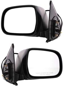 kool vue mirror set of 2 compatible with 2005-2011 toyota tacoma driver and passenger side manual folding, textured black, power glass