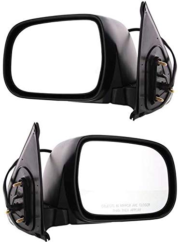 Kool Vue Mirror Set of 2 Compatible with 2005-2011 Toyota Tacoma Driver and Passenger Side Manual Folding, Textured Black, Power Glass