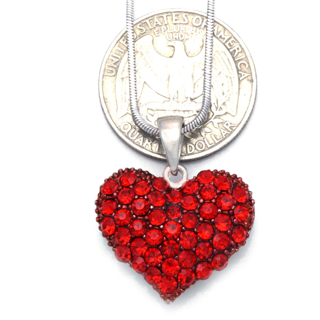 Soulbreezecollection Valentine's Day Gift Love Red Heart Necklace Pendant Charm Women Fashion Jewelry