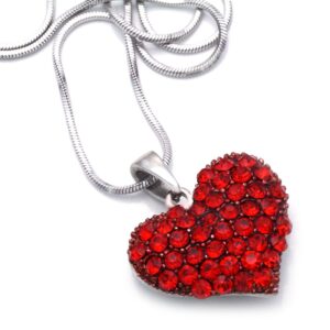 Soulbreezecollection Valentine's Day Gift Love Red Heart Necklace Pendant Charm Women Fashion Jewelry