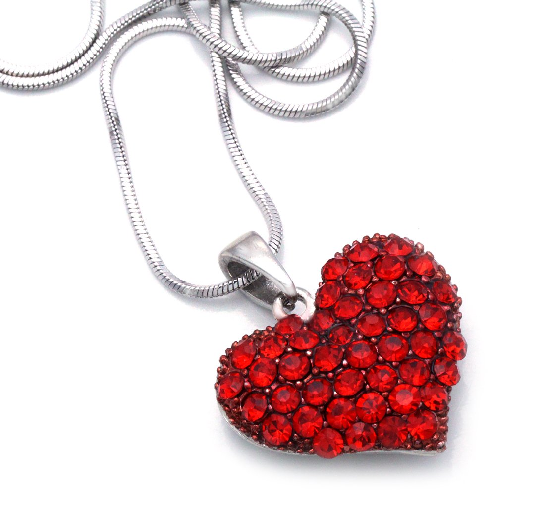 Soulbreezecollection Valentine's Day Gift Love Red Heart Necklace Pendant Charm Women Fashion Jewelry