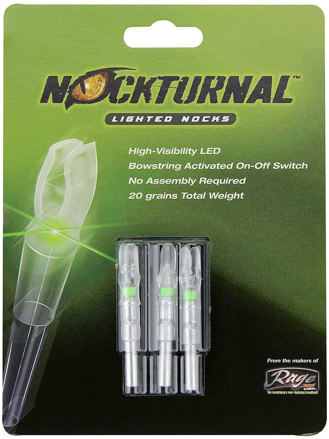 Nockturnal-X Lighted Nock for Arrows with .204 Inside Diameter Including Victory, Easton and G-Uni Brands, Green