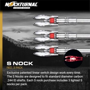 Nockturnal NT-202 -S Lighted Nock for Arrows with .244 Inside Diameter Including Carbon Tech, Victory, Carbon Impact, Carbon Revolution, Easton, Beman and PSE Brands - RED 3-Pack