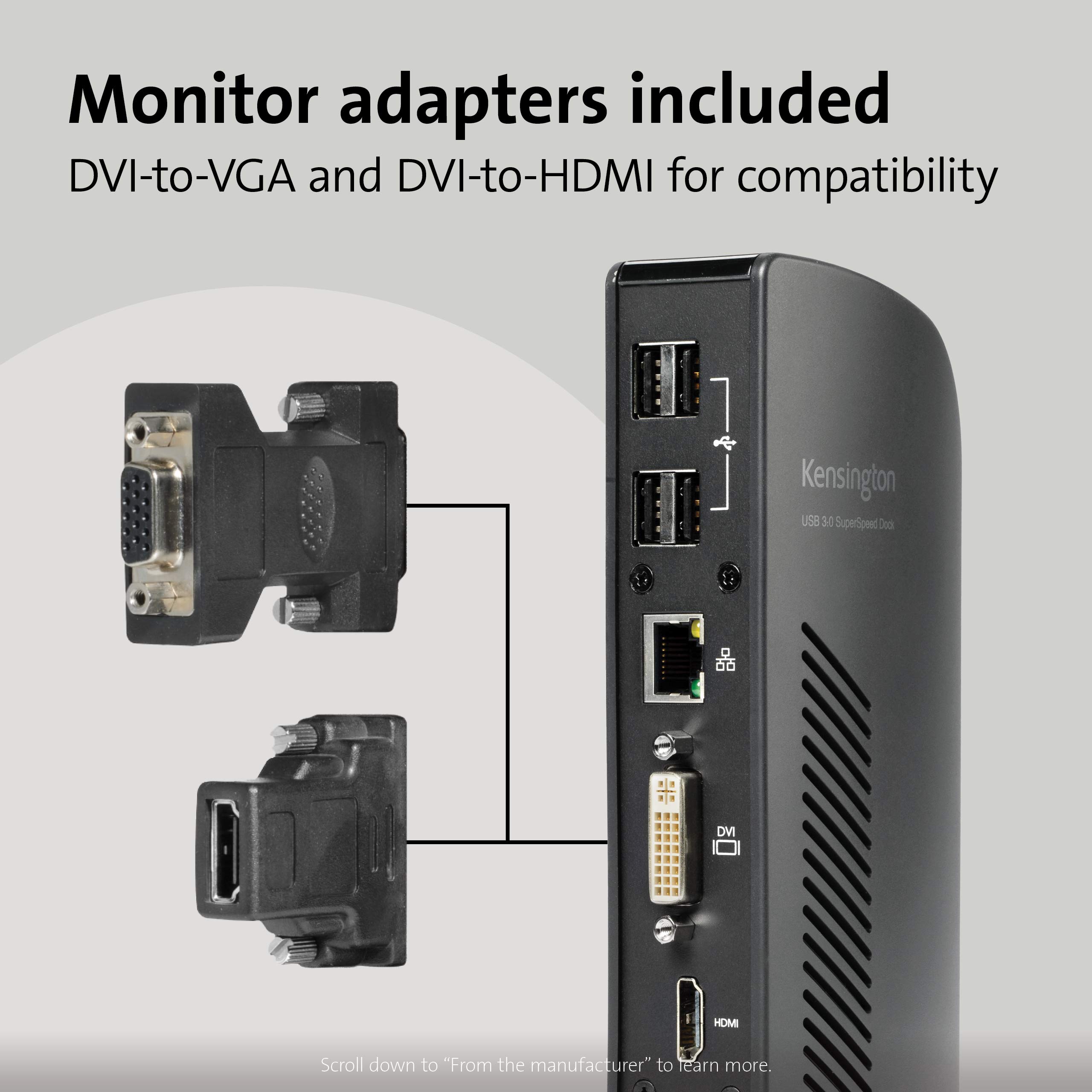 Kensington USB 3.0 Dual Display Docking Station for Windows, MacBooks, and Surface (K33972US)