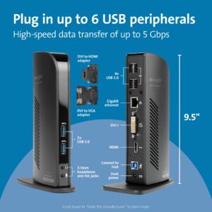 Kensington USB 3.0 Dual Display Docking Station for Windows, MacBooks, and Surface (K33972US)