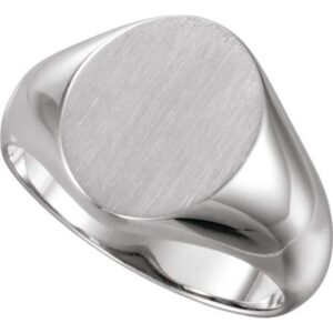 The Men's Jewelry Store (Unisex Jewelry) Sterling Silver Satin Brushed Oval Top Signet Pinky Ring (12x10mm) Size 7