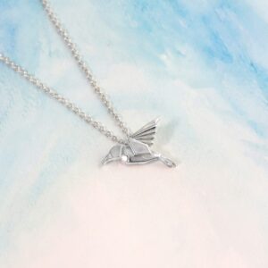 Boma Jewelry Sterling Silver Origami Bird Necklace, 16 inches