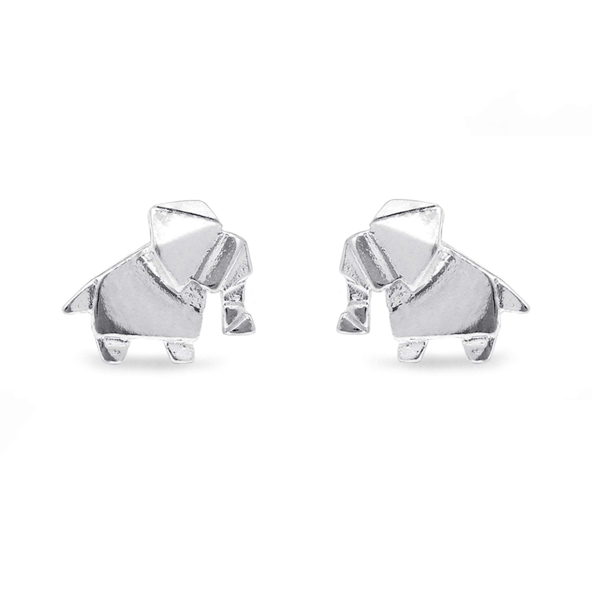 Boma Jewelry Sterling Silver Origami Elephant Stud Earrings