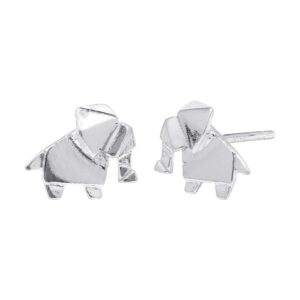 Boma Jewelry Sterling Silver Origami Elephant Stud Earrings