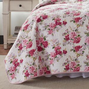 Laura Ashley - King Quilt Set, Reversible Cotton Bedding with Matching Shams, Lightweight Home Decor for All Seasons (Lidia Pink, King)