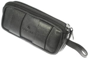 soft black goat leather double spectacle glasses case with belt loops/key ring loop