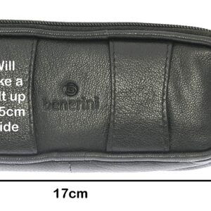 Soft Black Goat Leather Double Spectacle Glasses Case with Belt Loops/Key Ring Loop