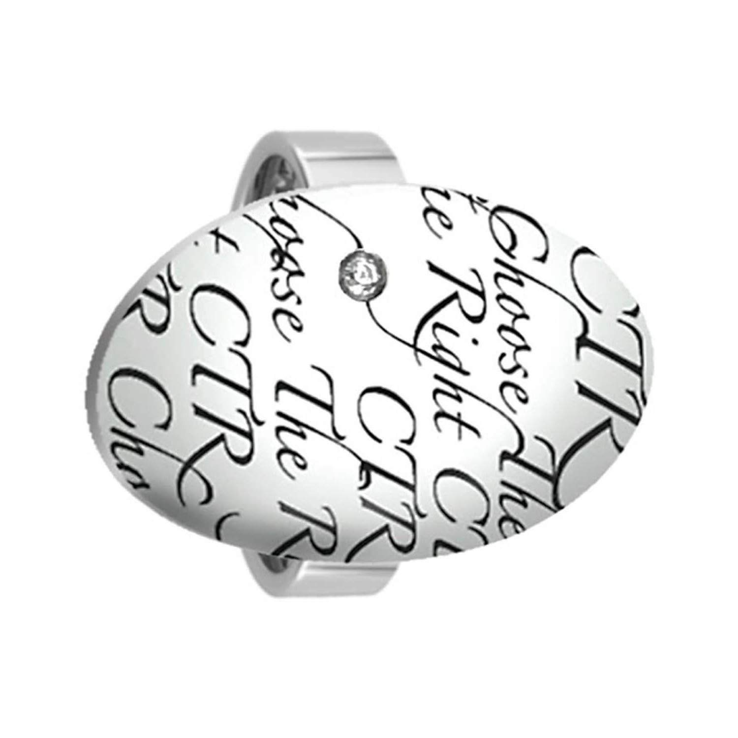 J135 - CTR Ring Stainless Steel w/Cubic zirconium "Script" (6)