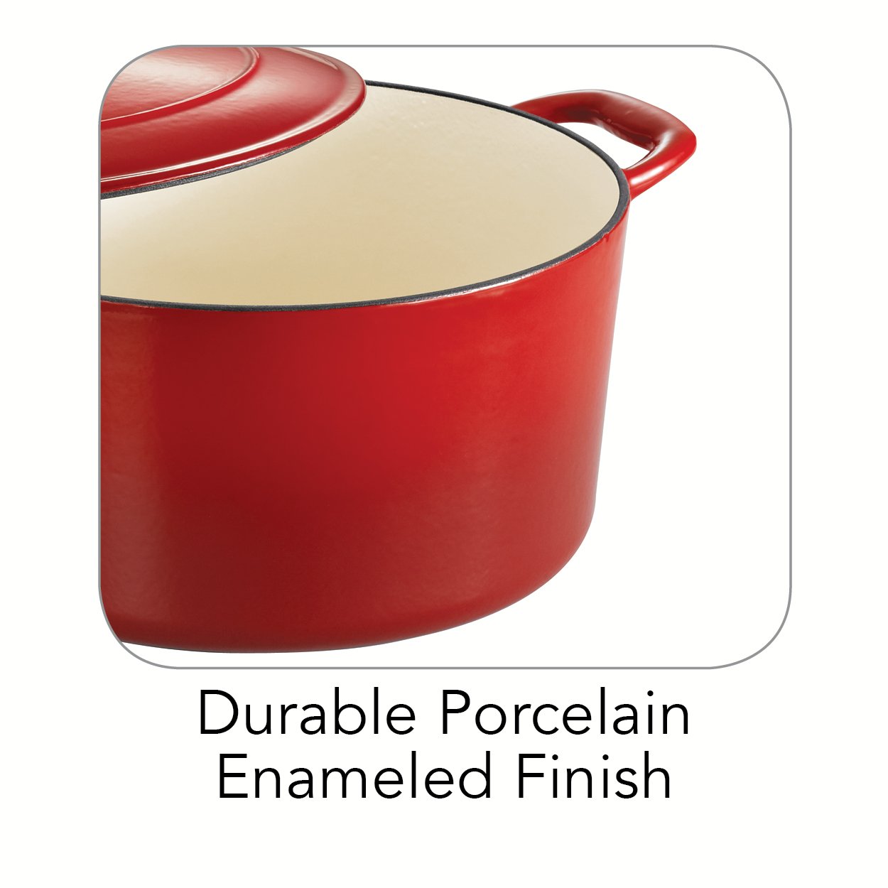 Tramontina Covered Round Dutch Oven Enameled Cast Iron 6.5-Quart, Gradated Red, 80131/048DS