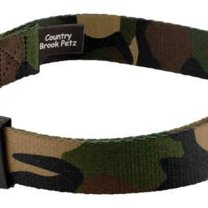 Country Brook Petz - Deluxe Woodland Camo Dog Collar - Made in The U.S.A. - Camouflage Collection Featuring Rugged Designs (1 Inch, Extra Large)