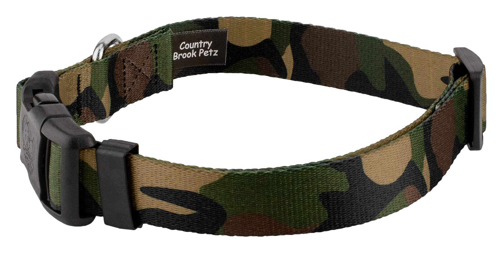 Country Brook Petz - Deluxe Woodland Camo Dog Collar - Made in The U.S.A. - Camouflage Collection Featuring Rugged Designs (1 Inch, Extra Large)