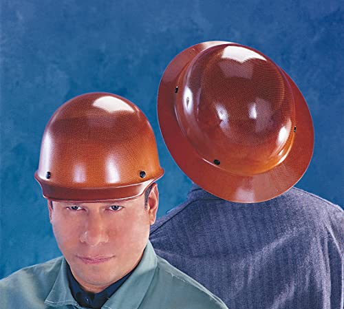 MSA 460389 Skullgard Full-Brim Hard Hat with Staz-on Pinlock Suspension, Lamp Bracket and Cord Holder | Non-slotted Cap, Made of Phenolic Resin, Radiant Heat Loads up to 350F - Standard Size in Tan