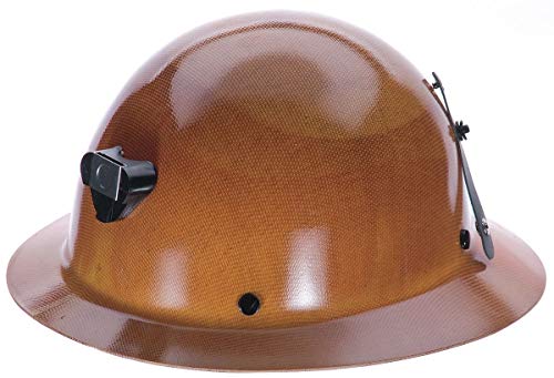 MSA 460389 Skullgard Full-Brim Hard Hat with Staz-on Pinlock Suspension, Lamp Bracket and Cord Holder | Non-slotted Cap, Made of Phenolic Resin, Radiant Heat Loads up to 350F - Standard Size in Tan