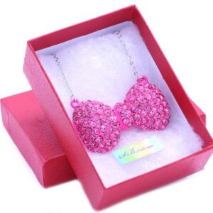 Soulbreezecollection Hot Pink Ribbon Bow Tie Pendant Necklace Costume Valentine's Day Fashion Jewelry