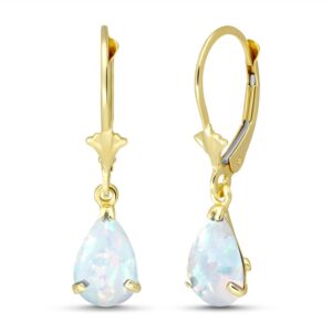 galaxy gold gg 14k high polished solid yellow gold natural pear shaped opal dangle leverback earrings