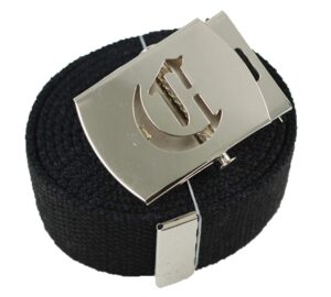 bodyjewelryonline old english initial c canvas military web black belt & silver buckle 60 inch