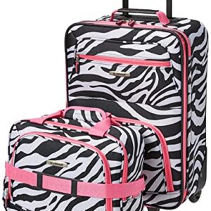 Rockland Fashion Softside Upright Luggage Set, Pink Zebra, 2-Piece (14/19)