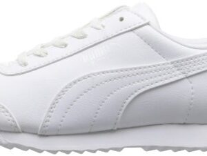 PUMA unisex-child Roma Basic JR Sneaker, White/Light Gray, 4 M US Big Kid