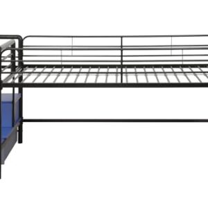 DHP Junior Twin Metal Loft Bed with Storage Steps, Multifunctional Space-Saving Solution - Black with Blue Steps