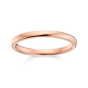 Bling Jewelry Thin Minimalist Dome Couples Titanium Wedding Band Polished Rose Gold Plated Ring For Men For Women Comfort Fit 2MM