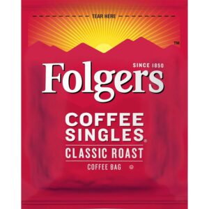 Folgers Coffee Singles Classic Roast Medium Roast Coffee, 19 Count (Pack of 12)