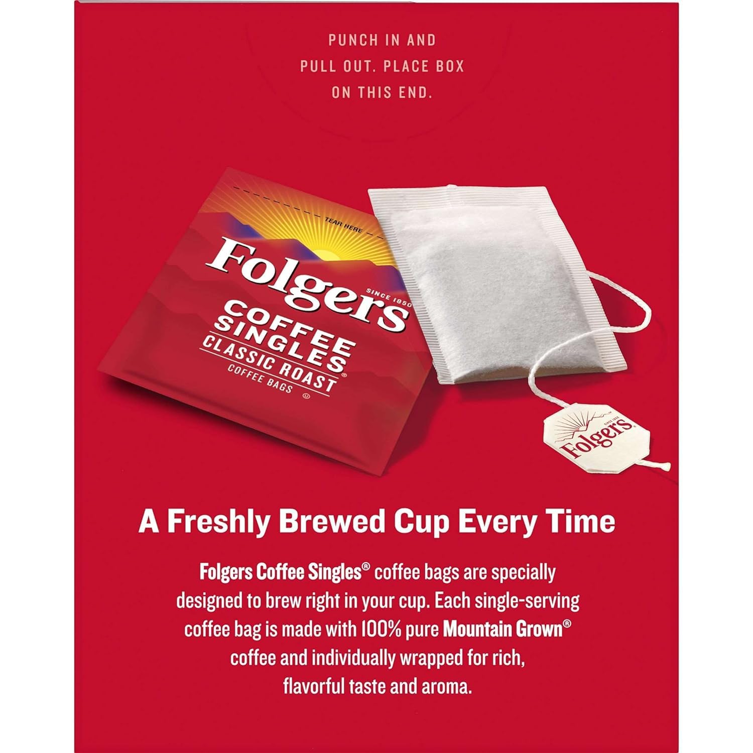 Folgers Coffee Singles Classic Roast Medium Roast Coffee, 19 Count (Pack of 12)