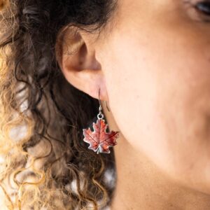 DANFORTH - Maple Leaf Fall/Autumn Earrings - 3/4” Pewter, Handcrafted, Surgical Steel Wires, Made In USA