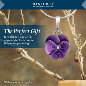 DANFORTH – Purple Pansy Necklace – 18” Snake Chain – Handcrafted Pewter Pansy Flower Pendant – Made In USA