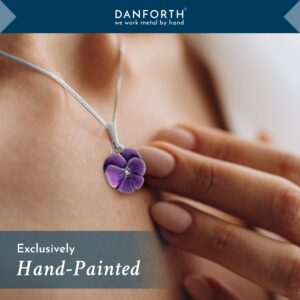 DANFORTH – Purple Pansy Necklace – 18” Snake Chain – Handcrafted Pewter Pansy Flower Pendant – Made In USA